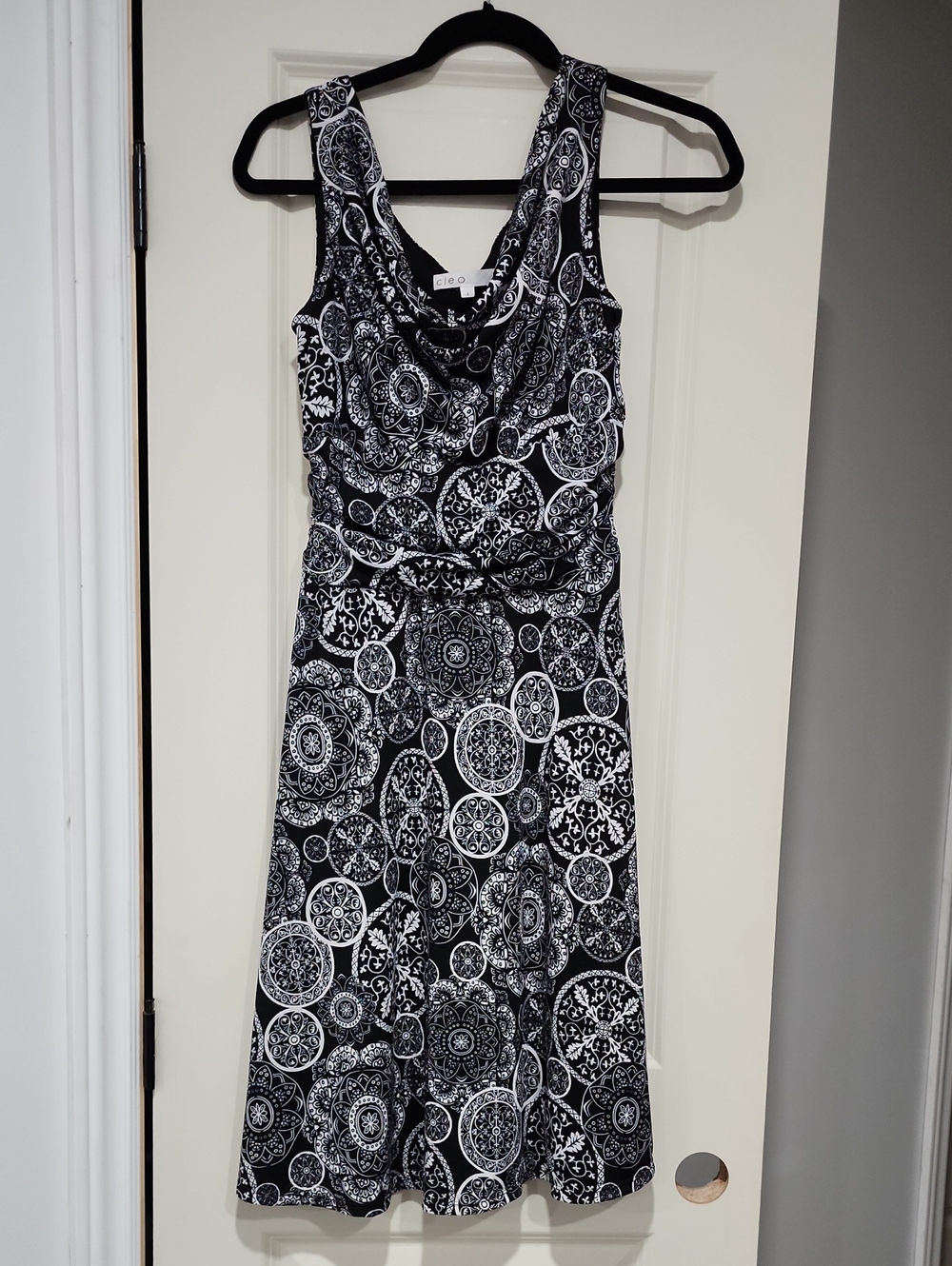 cleo Black and White Medallion Midi Dress